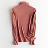 Nova Lã Acrílica Aquecedora de Seda de Amoreira Forrada com Lã Nervurada Nutritiva para a Pele Roupa Íntima Térmica Multicolorida Camiseta Base Feminina Roupa Quente
