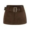 Ropa de Mujer Transfronteriza al por Mayor Estilo Europeo y Americano 2025 Nuevo Falda Corta Retro de Color Puro Falda Sexy de Cintura Baja