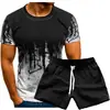Nueva Moda para Hombre Deportiva Fitness Camiseta Personalizada Estampada para Hombre Verano Delgada Manga Corta Conjunto de Camisetas