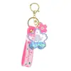 Chaveiro de Areia Líquida Infundida com Óleo Acrílico Transfronteiriço Criativo Chaveiro de Flor de Floco de Neve Pingente para Mochila Venda por Atacado