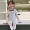 Nuevo conjunto de ropa de estar para niños de algodón puro, sin costuras y con Lycra, unisex, grado A, con diseños de dibujos animados, adecuado para usar en otoño como conjunto de camiseta de manga larga y pantalones o pijama
