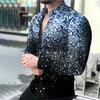2023 nova camisa masculina moda impressão spot botão manga comprida top casual moda respirável