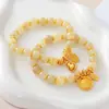 Pulseira de Cristal Dourado para Atrair Riqueza de Novo Estilo, Joia de Pulseira de Alto Padrão Estilo Chinês de Luxo Leve para Atrair Fortuna