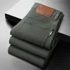 Roupas Masculinas Populares / Novo Outono e Inverno Luxo Negócios Estilo Europeu Slim Fit Stretch Calça Jeans Reta Tendência Marca Calças Grossas