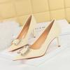 3265-AK6 Zapatos de banquete de moda de estilo europeo y americano para mujer, tacones altos de aguja, corte bajo, hebilla de diamantes de imitación puntiagudos, zapatos de una sola capa, tacones altos para mujer