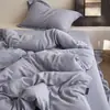 Lujo Ligero, Ritmo Lento, Perezoso Color Puro Estilo B&B Hilo Teñido Algodón y Lino Juego de Cama de Cuatro Piezas Transpirable Funda de Edredón Sábanas