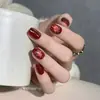 Arte de Uñas de Fuegos Artificiales Rojos de Año Nuevo, Uñas Postizas Cortas Removibles de Alta Gama, Personalizables