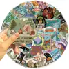 50 Pegatinas de Dibujos Animados con Bordes de Colores, Reglas Naturales, Diseño de Graffiti, Adecuadas para Guitarra, Cuaderno, Maleta, Pegatinas Impermeables para Bricolaje, Venta al por Mayor Transfronteriza