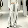 Pantalones de chándal cargo con franja lateral seleccionada cuidadosamente para mujer, Otoño Invierno, Nuevos, Cintura Alta, Caída, Pierna Ancha, Pierna Recta Holgada, Deportivos Casuales