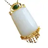 Prata Esterlina S925 Inlaid Jade Natural Hetian Nada Colar Pingente Jaspe Inlaid Simples Moda Tecnologia Dourada