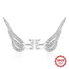 Brincos de Asas de Anjo em Prata de Lei S925 para Mulheres, Acessórios de Orelha em Asa Cravejados com Diamantes, Versáteis e Estilosos, Estilo Europeu e Americano, Brincos que Afinam o Rosto