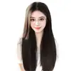 Peluca de Comercio Exterior al por Mayor para Mujer, Cabello Largo, Fibra de Alta Temperatura, Peluca de Cabeza Completa, Hasta la Cintura, Negra, Flequillo de Raya en Medio, Cabello Largo Liso, Estilo Coreano
