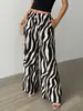 2026 Transfronterizos Europeos y Americanos Amazon Primavera/Verano Lino Imitación Cómodos Estampado de Cebra Delgados Casuales Pantalones de Pierna Ancha para Mujer