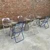 Mesa de Centro Estilo Industrial, Mesa de Comedor de Moda, Mesa de Centro para Balcón de Acero Inoxidable, Mesa Redonda Creativa, Silla Plegable Acrílica para Cafetería de Té con Leche