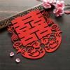 Decoração de Casamento Arranjo de Feltro Dupla Felicidade para o Quarto de Casamento, Decoração de Cama, Adesivos Festivos Estilo Chinês, Decorações de Janela, Adesivos Dupla Felicidade, Adesivos Estáticos