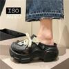 Zuecos de Plataforma de Tacón Ultra Alto Estilo Coreano Casual para Mujer, para Uso Exterior en Verano, Sandalias de Punta Cerrada de Moda para Aumentar la Altura para Celebridades de Internet