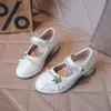 2026 Nuevos Zapatos de Tacón Alto de Princesa para Niñas con Flores de Pedrería, Zapatos Mary Jane, Zapatos de Performance para Niños, Zapatos de Suela Suave Poco Profundos de una Sola Hebilla