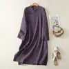Vestido Nuevo Estilo Chino para Mujer de Principios de Otoño, Nueva Ropa de Laico para Meditación Zen, Bata Retro Estilo Zen de Algodón y Lino