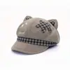Sombrero Octagonal Retro con Orejas de Gato Otoño Invierno Sombrero de Pintora para Mujer Gorra de Boina Sombrero de Pico Adelgazante Facial Sombrero Versátil Otoño Invierno para Estudiante