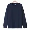 [Procesamiento y Personalización] Camiseta de Manga Larga de Color Puro Holgada con Cuello Redondo, Peso Pesado 260g, Marca Trbottomy Elegante, Parte Superior y Base para Hombre