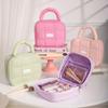 Linda Bolsa de Almacenamiento Cuadrada Acolchada Color Caramelo Algodón Suave Portátil Bolsa de Cosméticos Gran Capacidad Bolsa de Artículos de Aseo Portátil