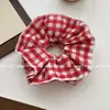 Estilo Francês Doce Argola de Cabelo Azul Xadrez Estilo Menina Fofa Elástico de Cabelo com Bolinha Corda de Cabelo Simples Elegante Tendão Elástico Acessórios de Cabelo