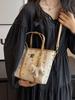 Bolsa Pequena de Luxo para Mulheres, Novo Estilo Coreano Versátil Bolsa de Ombro Transversal, Bolsa Tote com Estampa Texturizada
