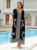 Saída de Praia Algodão Estampa de Posicionamento Vestido de Férias Camisa de Proteção Solar para Biquíni Roupa de Banho Exterior AT531