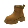 Botas de neve femininas com sola grossa, novo estilo de inverno 2026, forradas com fleece para aquecimento, botas curtas espessadas, antiderrapantes, botas Martin, sapatos grandes de algodão