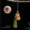 Palo de Sándalo Verde Tallado Hueco Flor de Loto Calabaza Montaña Colgante Accesorio para Teléfono Móvil Llavero Regalo