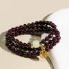 Tienda Auténtica Cultural y Creativa del Monte Putuo Pulsera de Granate Natural Pulsera de Cristal de Tres Círculos Buena Suerte para Pareja Regalo de Cumpleaños para Mujeres