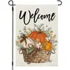 Bandera de Jardín de Otoño de Acción de Gracias de Amazon Calabaza Lino Decoración de Doble Cara Banner de Bandera para Patio Exterior Jardín