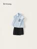 Yubao Roupa Infantil Masculina Camisa Infantil Conjunto Bolso Estampado Casual Sem Mangas Camisa Casual Roupa de Trabalho Shorts Conjunto de Duas Peças