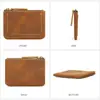 Portatarjetas con cremallera de cuero Crazy Horse Vintage Transfronterizo Cartera para tarjetas de cuero Unisex