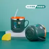 Vaso de Agua para Niños de Acero Inoxidable 316, Taza Creativa de Dibujos Animados con Tapa, Aislamiento de Doble Capa, Escala Antiescaldado, Popote para Leche
