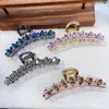 Pinza para el cabello de cristal de alta gama, tamaño mediano, para mujer, pinza de garra nicho y sofisticada para peinados semi-recogidos, pinza de tiburón para la parte trasera de la cabeza