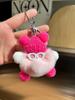 Lindo colgante de bolsa de bola de carbón con pelo de conejo de imitación, mochila escolar, muñeco feo, llavero de coche con muñeco de dibujos animados.