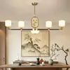 Novo Lustre Completo de Cobre Chinês para Sala de Estar Estética da Dinastia Song Madeira Maciça Retrô Grande Salão de Jantar Lâmpada Nova de Alta Qualidade 97H