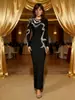Vestido Elegante de Manga Longa Estilo Ins Europeu e Americano para Aliexpress com Detalhes de Miçangas, Vestido de Festa Bodycon Estilo Bandagem