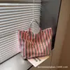 Bolso de hombro individual a rayas de moda de gran capacidad para mujer, bolso de compras elegante para mujer, bolso de mano informal para dama