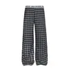 Pantalones Casuales a Cuadros Retro Americanos Color Block para Hombre, Estilo Urbano Holgado, Versátiles Pantalones Largos Rectos Color Block
