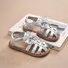 Sandalias Romanas Tejidas para Niños 2026 Verano Nuevo Versión Coreana Zapatos de Princesa con Lazo de Encaje para Combinar con Vestidos