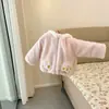 Chaqueta de Invierno con Forro de Felpa para Bebé Niña Infantil Pequeño Súper Linda Encantadora Capucha de Conejo Versátil Top Peludo Chaqueta Cálida