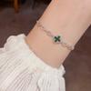 Pulsera de Flor de Cuatro Hojas con Microincrustaciones de Circonita, Moda Exquisita Versátil, Lujo Ligero Estilo Francés, Joyería Elegante Súper Brillante para el Viaje Diario