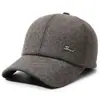 Nova Touca de Baseball Masculina para Meia-Idade e Idosos de Inverno Proteção contra Frio ao Ar Livre Proteção Auricular Aquecimento Bordado Boné com Aba de Pato Chapéu de Algodão Espesso Aveludado