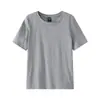 Camiseta de Manga Curta Estilo Retrô Americano 230g com Ombros Normais e Caimento Amplo, Cropped Slim-Fit de Verão para Mulheres, Atacado