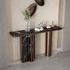 Mesa de porche de mármol de lujo ligera, mesa de porche sencilla, entrada de pared, mesa de vista final de sala de estar, mesa de porche de tablero de roca de tira estrecha