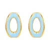 Pendientes de gota de esmalte hueco irregular geométrico color azul crema dulce y fresco con pasador de plata Fábrica de pendientes de joyería Yiwu