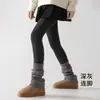 Leggings de Algodão Canelado de Cintura Alta para Controle da Barriga Outono Inverno Espessos Pretos Emagrecedores Plus Size Meia-Calça Canelada Comércio Transfronteiriço
