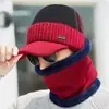 Conjunto de Invierno de Lujo para Hombre: Gorro y Bufanda, Gorro de Lana Tejido Cálido con Forro de Polar, Protector de Cuello Jacquard Coreano a la Moda